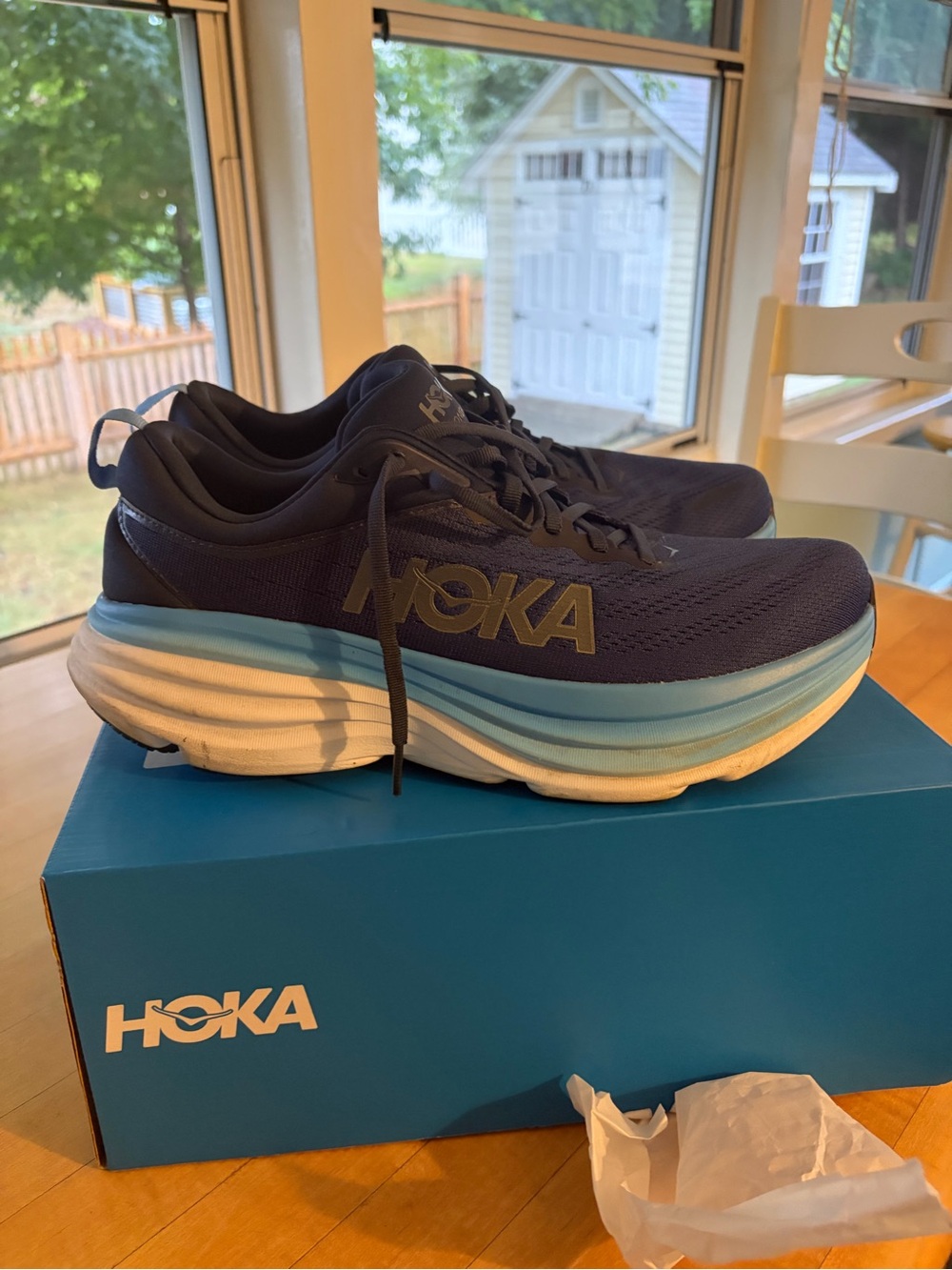 HOKA Men's Clifton Running Shoes - Navy/Light Blue, 11.5D